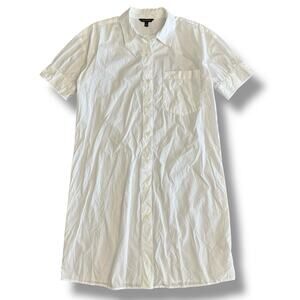 Banana Republic White Cotton Poplin Shirt Dress Women’s L‎ Midi Button Front